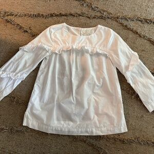 Crewcuts Girls White Cotton ruffle Blouse